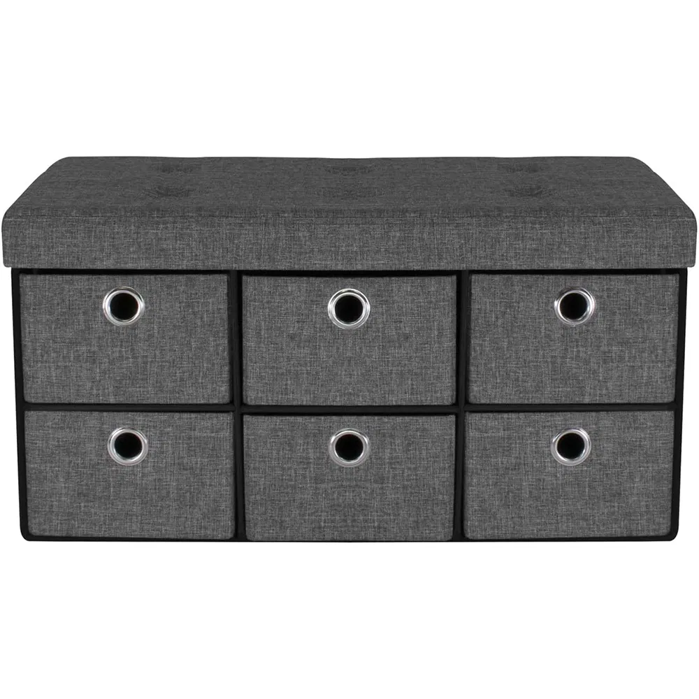 Multi-Function Fabric Collapsible Folding Storage Ottoman Bench Chest for Entryway with Drawers