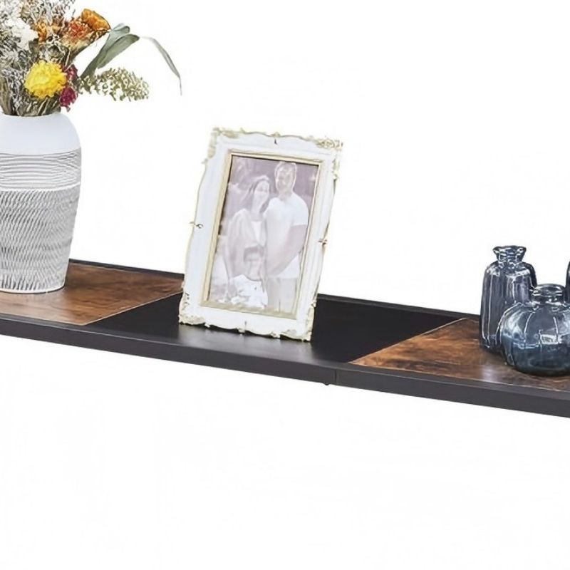 Industrial Black Metal X-Frame Rustic Wood Console Table with Bottom Storage Rack for Home Furniture