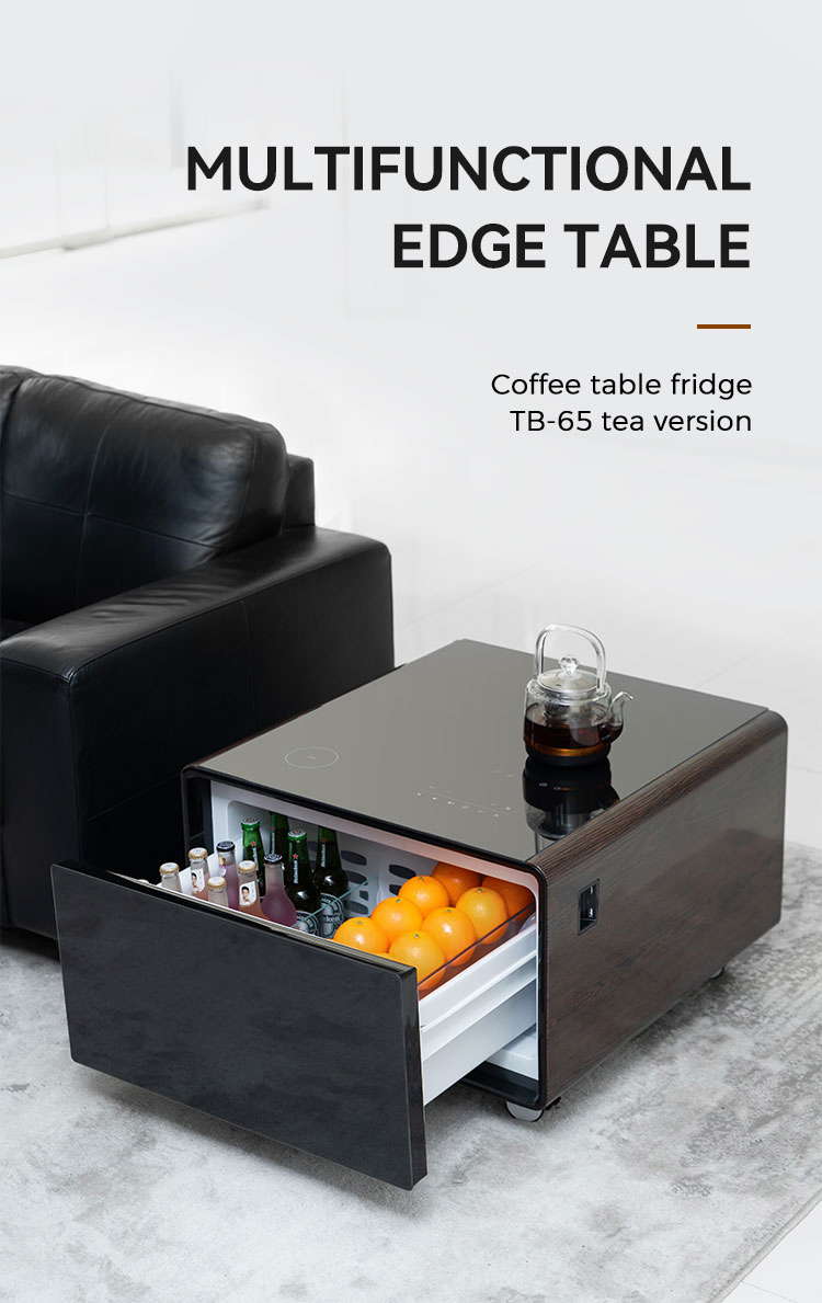 Tb65 Smart Coffee Table with Wireless Charging Drawer Cosmetic Storage Cooler Refrigerator