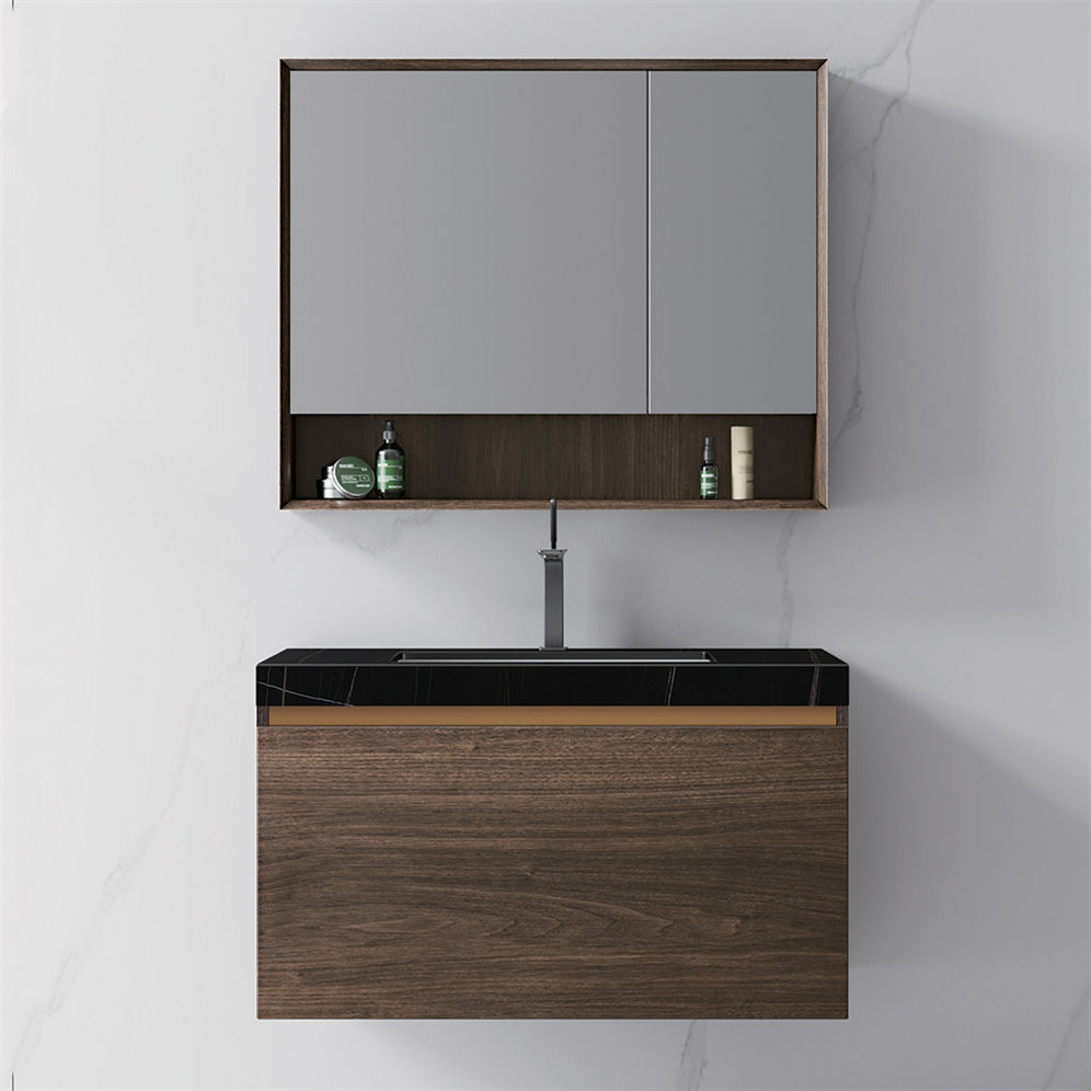 Factory Directly Modern 48inch Sintered Counter Wall Mounted Wooden Custom Bathroom Vanities
