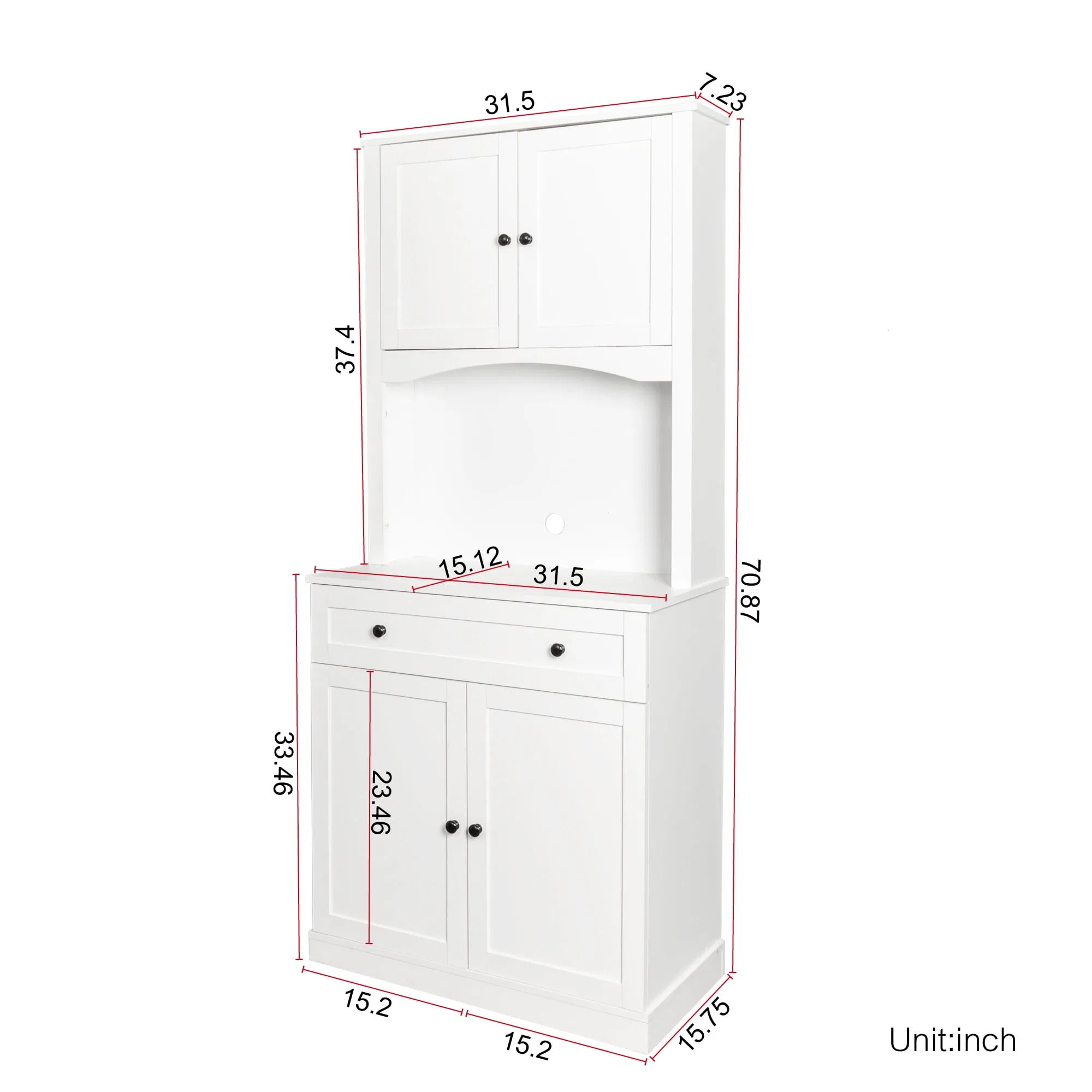 70" Tall Wardrobe Cabinet, Modern Kitchen Sideboard Console Table with 1 Drawer and 4 Doors, Wood Pantry Cabinet Side Table with Large Storage Space for Kitchen