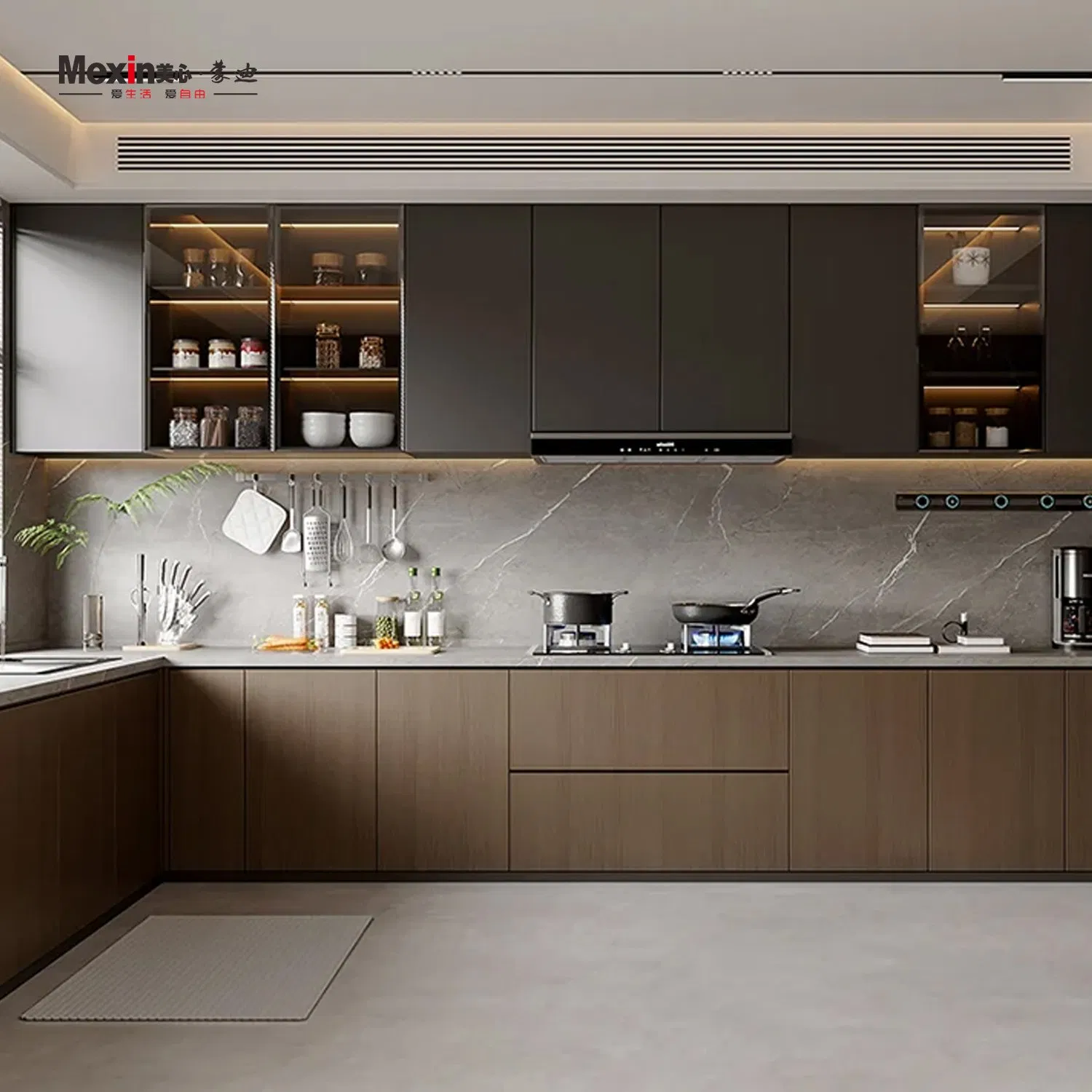 Mexin Custom Modern American Style Kitchen Cabinet Complete Sets Drawer with Storage, Pantry Cabinet and Tailored Custom Furniture