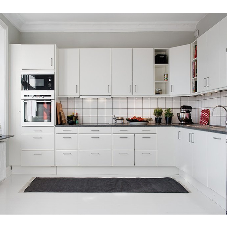 Custom Kitchen Furniture Modern Style White Island Shaker Plywood Pantry Storage Wood Modern Kitchen Cabinet