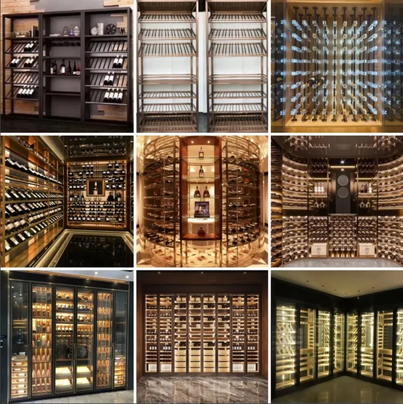 Custom Gold Stainless Steel Wine Cabinet