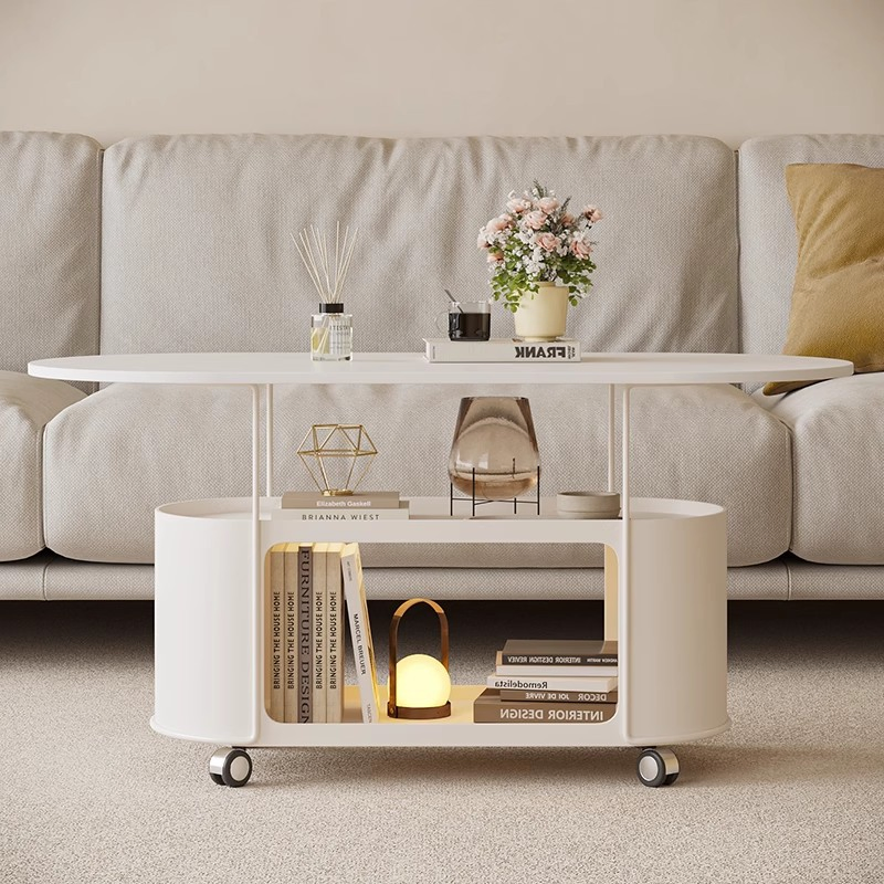 Mobile Coffee Table Cream Wind Marble Bedside Table Storage Integrated Cabinet