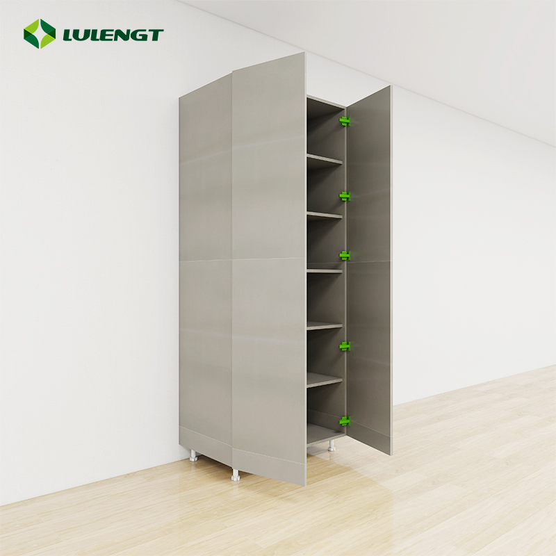 Custom-Textured High Appliance Storage Corner Glass Display Kitchen Cabinets Doors Panels Double-Door Tall Cabinet for Small Room