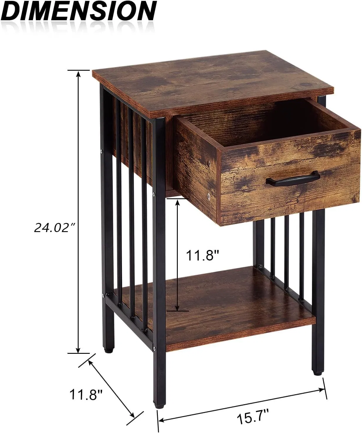 Nightstand, Bedside Table with Drawer, End Table for Living Room