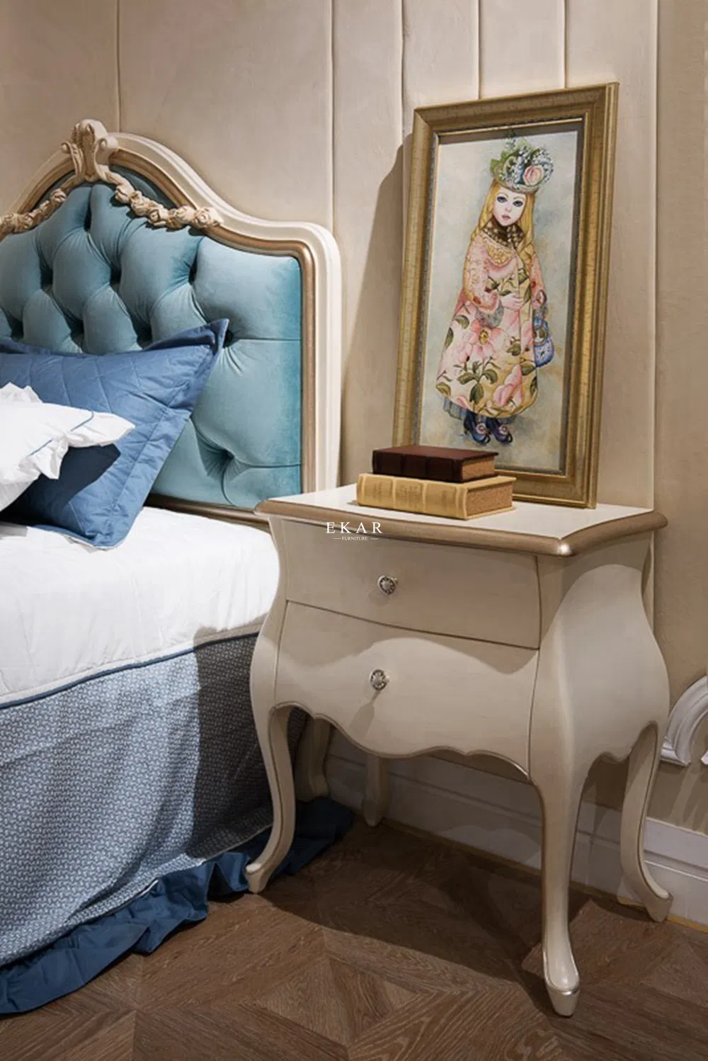 Elegant Simple Design Wooden Furniture Bedroom Nightstand Bedside Table