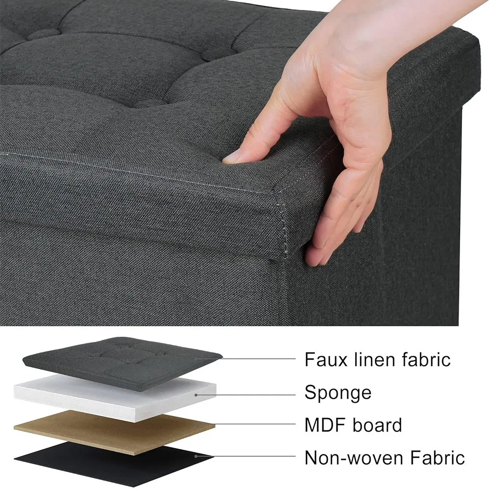 Extra Large Folding Storage Ottoman Bench for Livingroom with Removable Lid