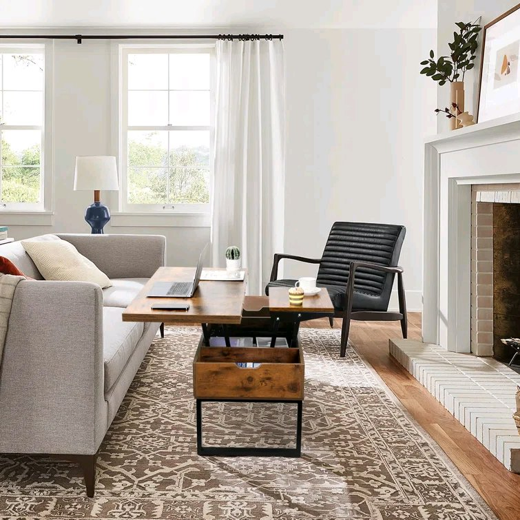 Modern Design Extendable Lift Top Coffee Table with Storage for Living Room Height Adjustable Wooden Tea Table