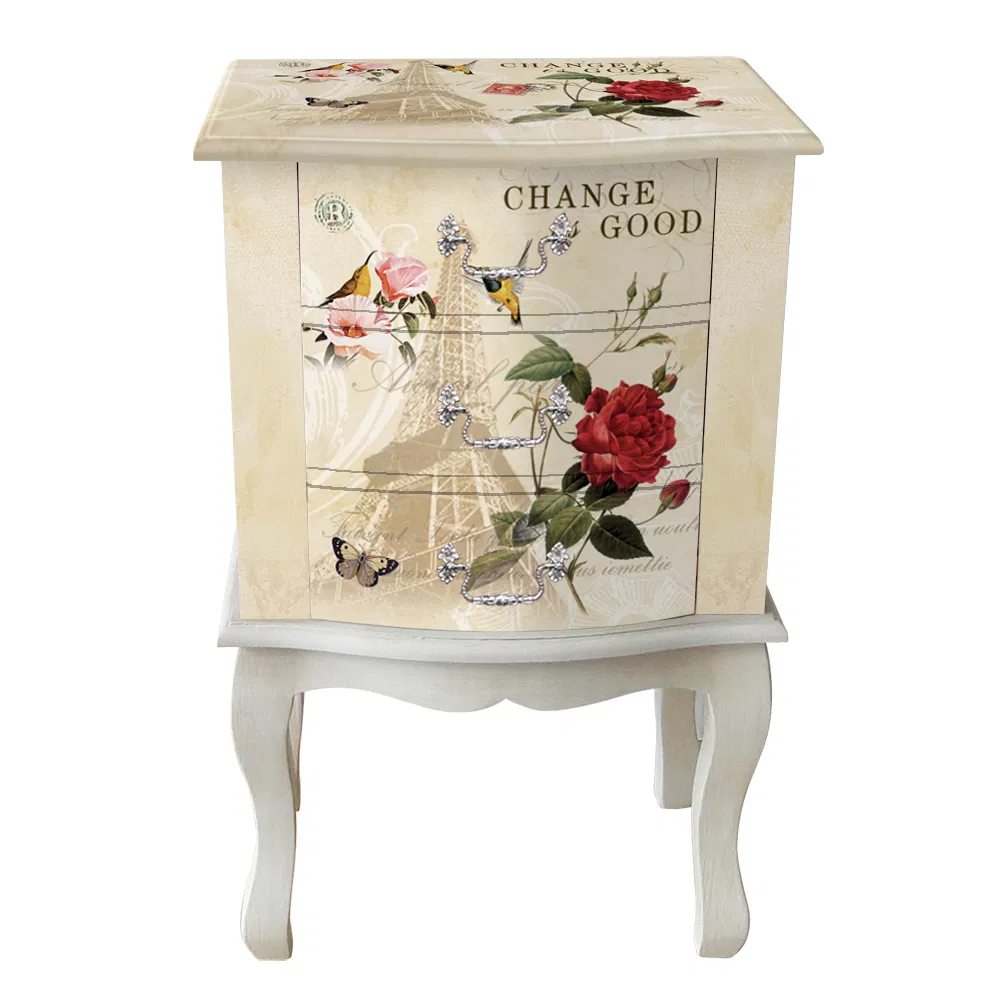 Bedside Table Sofa Side Table with Storage Cabinet &amp; Drawer, Wooden Bedside Table End Nightstand for Bedroom,