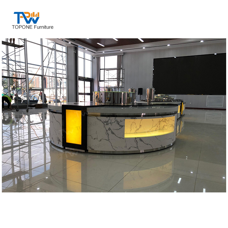 Customized Portable Hotel Restaurant Self Service Console LED Hot and Cold Buffet Equipment Counter Bar Table Design