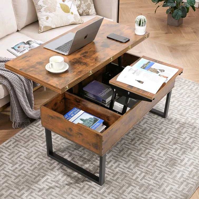 Modern Design Extendable Lift Top Coffee Table with Storage for Living Room Height Adjustable Wooden Tea Table