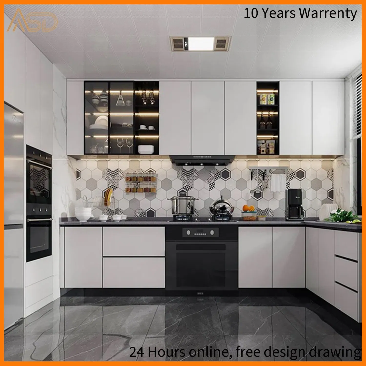 OEM Luxury Modular Design White Modern Stylish Cupboards Wooden Pantry Kitchen Cabinet