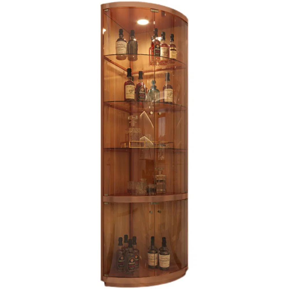 Best Selling Dust Proof Corner Display Cabinet in Gold/Black/White/Silver with Glass Door and LED Light Made of Wood/Metal/Glass/Acrylic/MDF for Wine Display