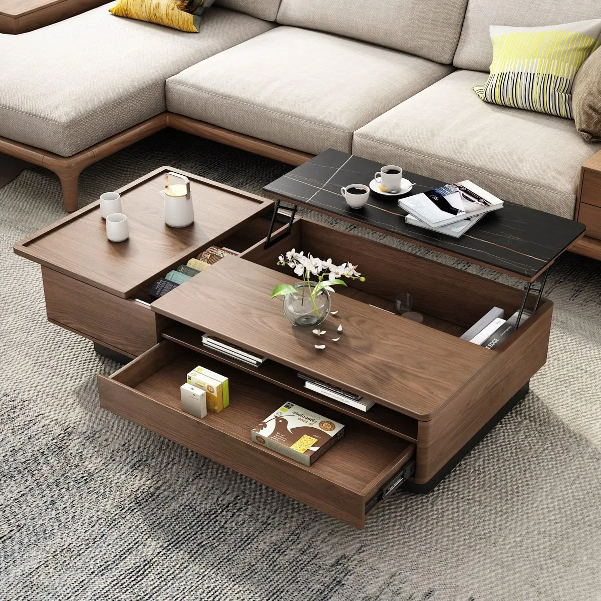 Space Saving Multifunctional Storage Drawer Coffee Table