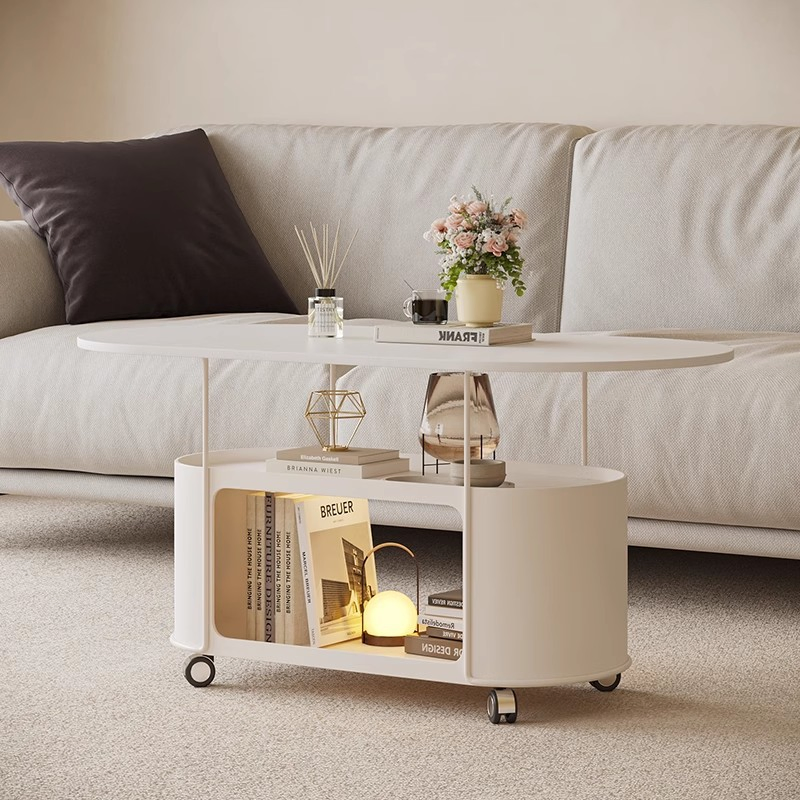 Mobile Coffee Table Cream Wind Marble Bedside Table Storage Integrated Cabinet