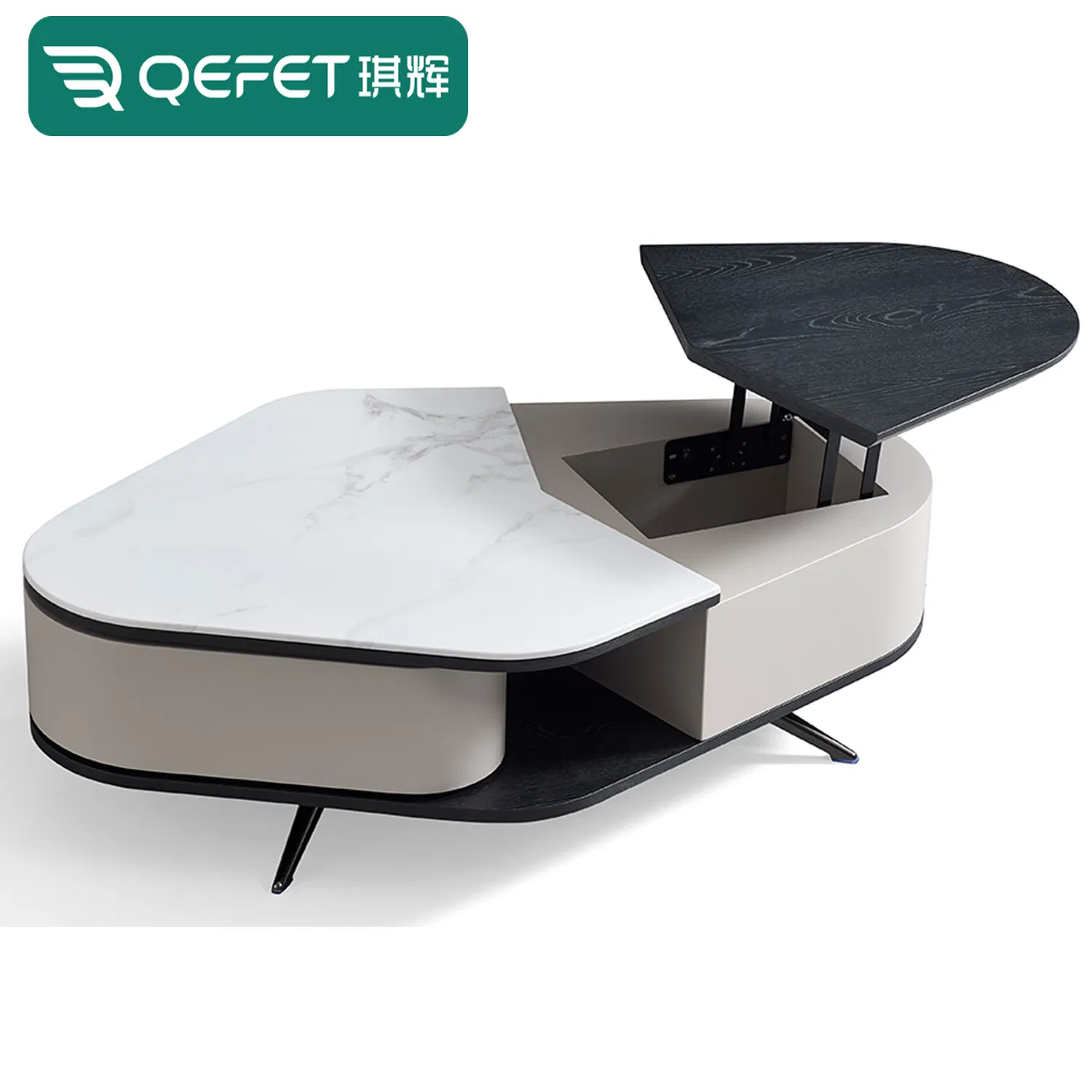 Stylish Modern Coffee Table with Storage and Marble Top