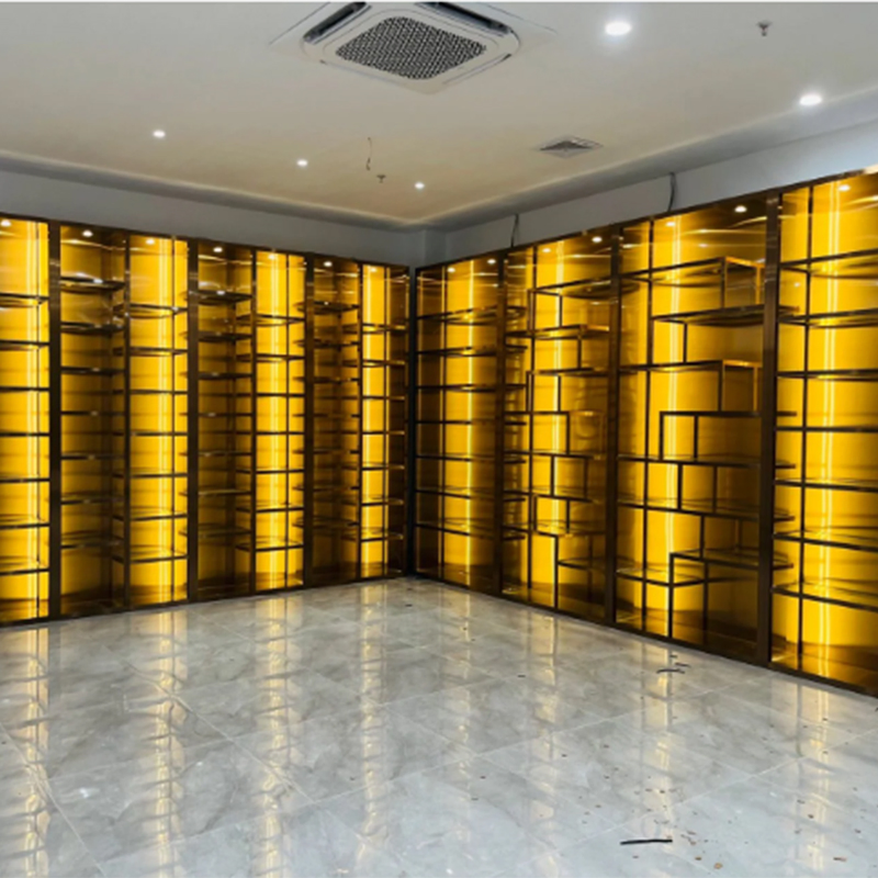 Modern Luxury Glass Wine Cellar Display Racks Stainless Steel Wine Storage Cabinet Bar Living Room Furniture for The Home
