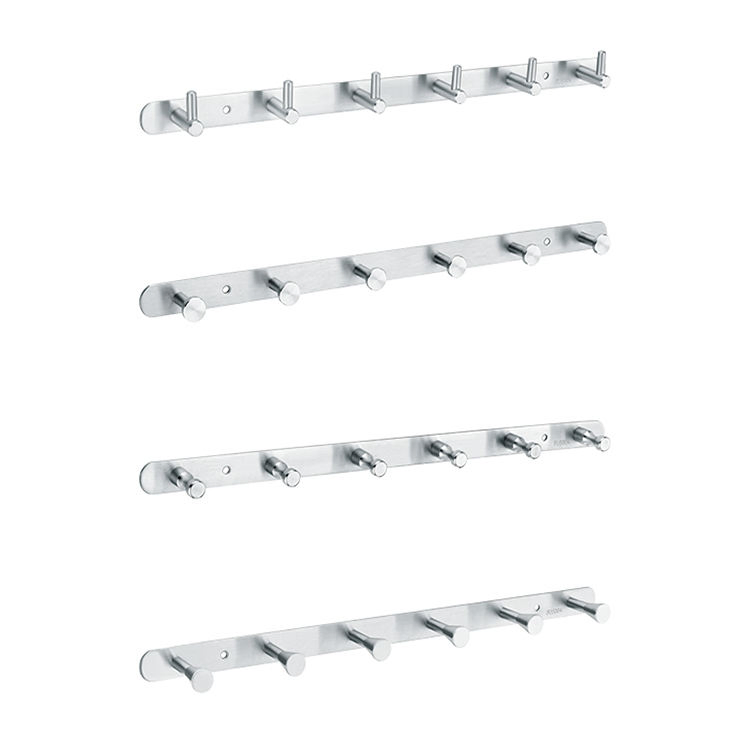 Factory Wholesale Modern Bathroom Washroom Kitchen Accessories Entryway Black Stainless Steel Wall Mounted Hanging Holder Towel Clothes Coat Hooks Rack