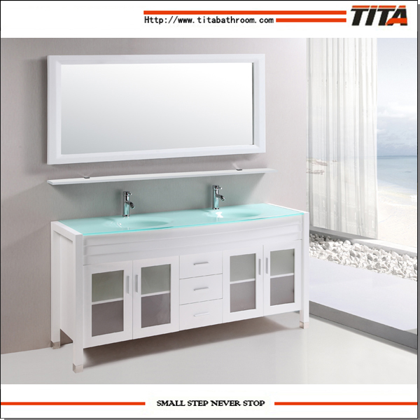American Style 72" Inch Double Sink Bathroom Vanity Furniture with Mirror