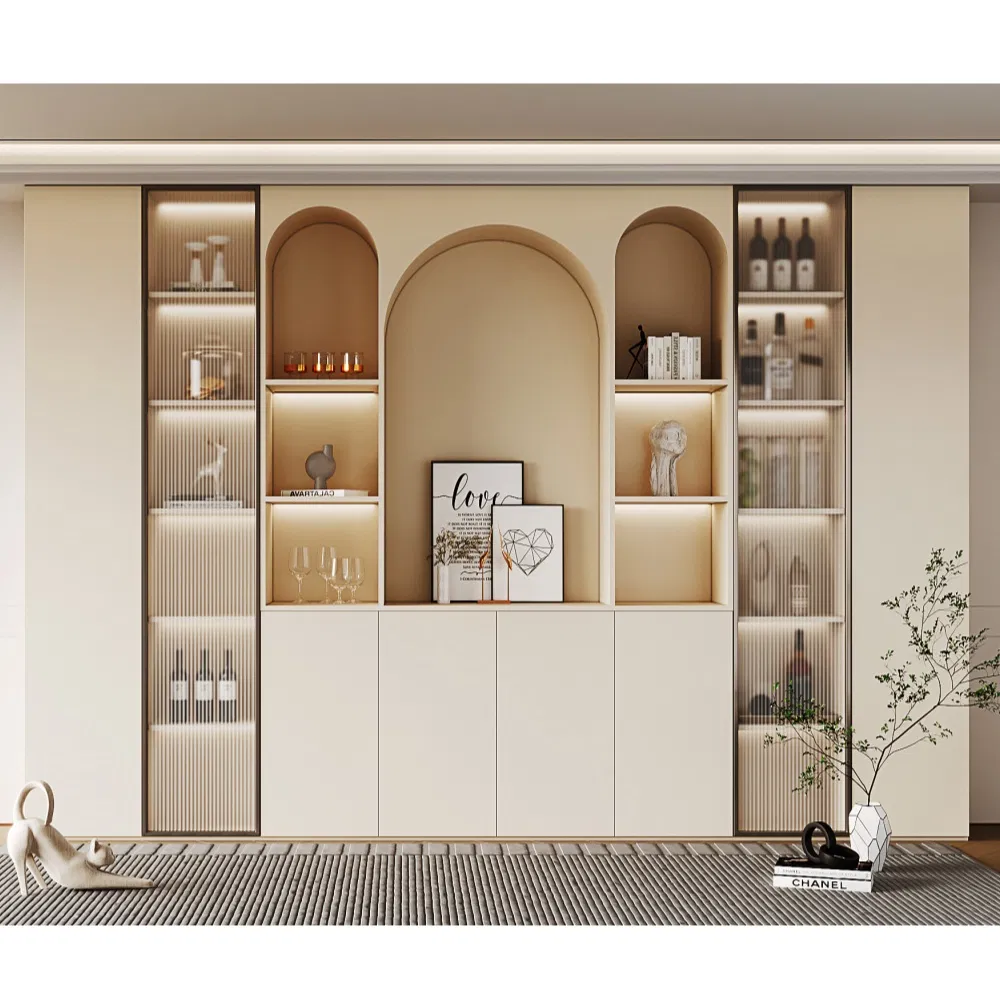 Swete European Style Custom Wine Cabinet Wine Rack Dining Room Furniture Design Glass Door