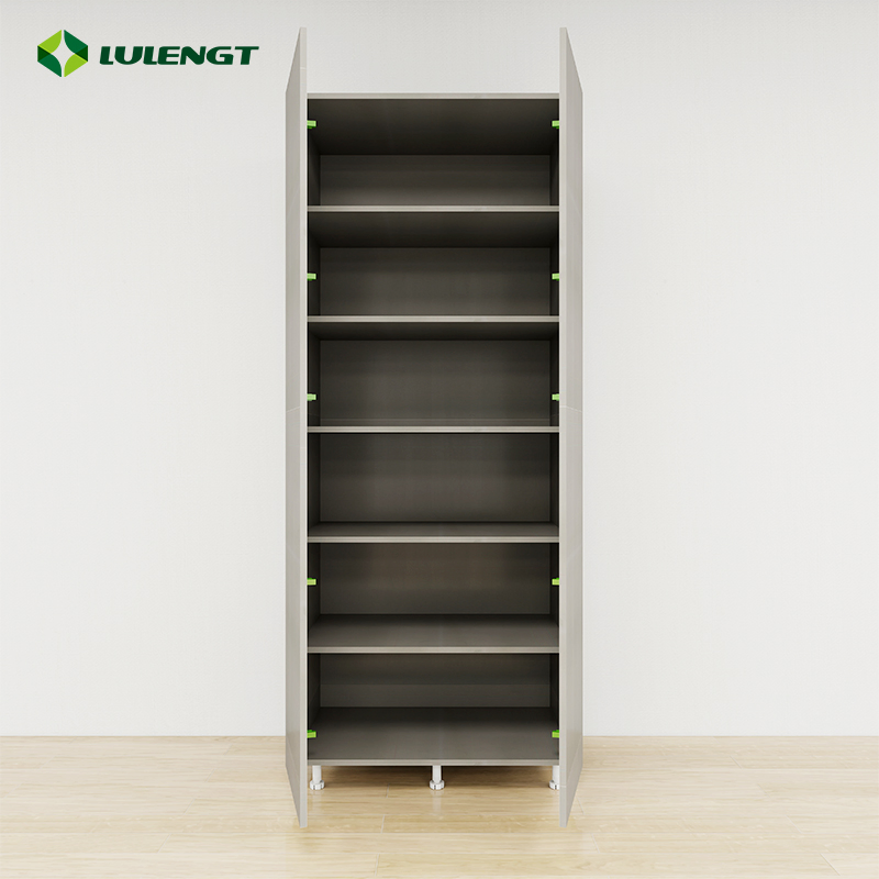 Custom-Textured High Appliance Storage Corner Glass Display Kitchen Cabinets Doors Panels Double-Door Tall Cabinet for Small Room