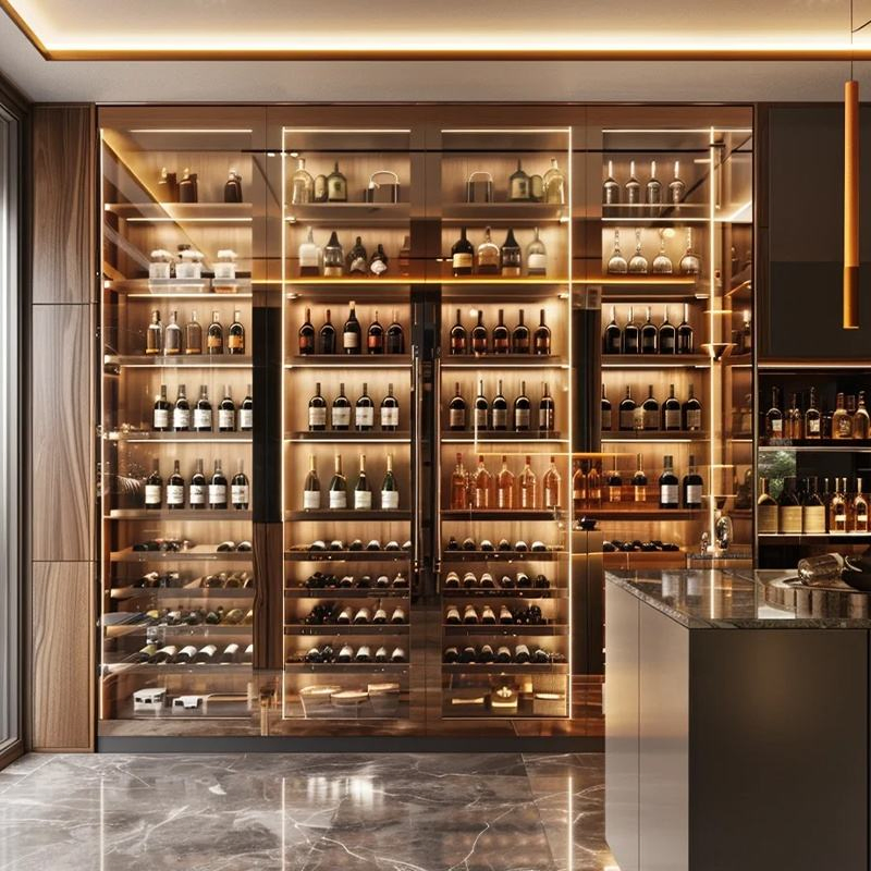 New Style Built in Storage Wine Cellar Furniture Bar Temperature Controlled Wine Rack Cabinet