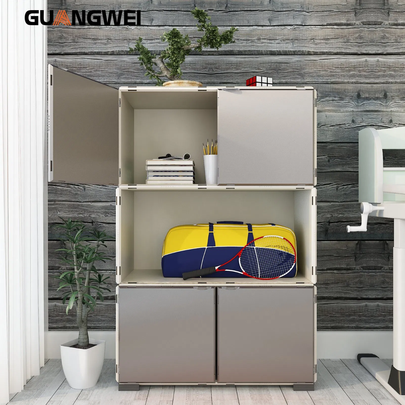 Free Combinable DIY School Library Office ABS Storage Bookshelf Cabinet