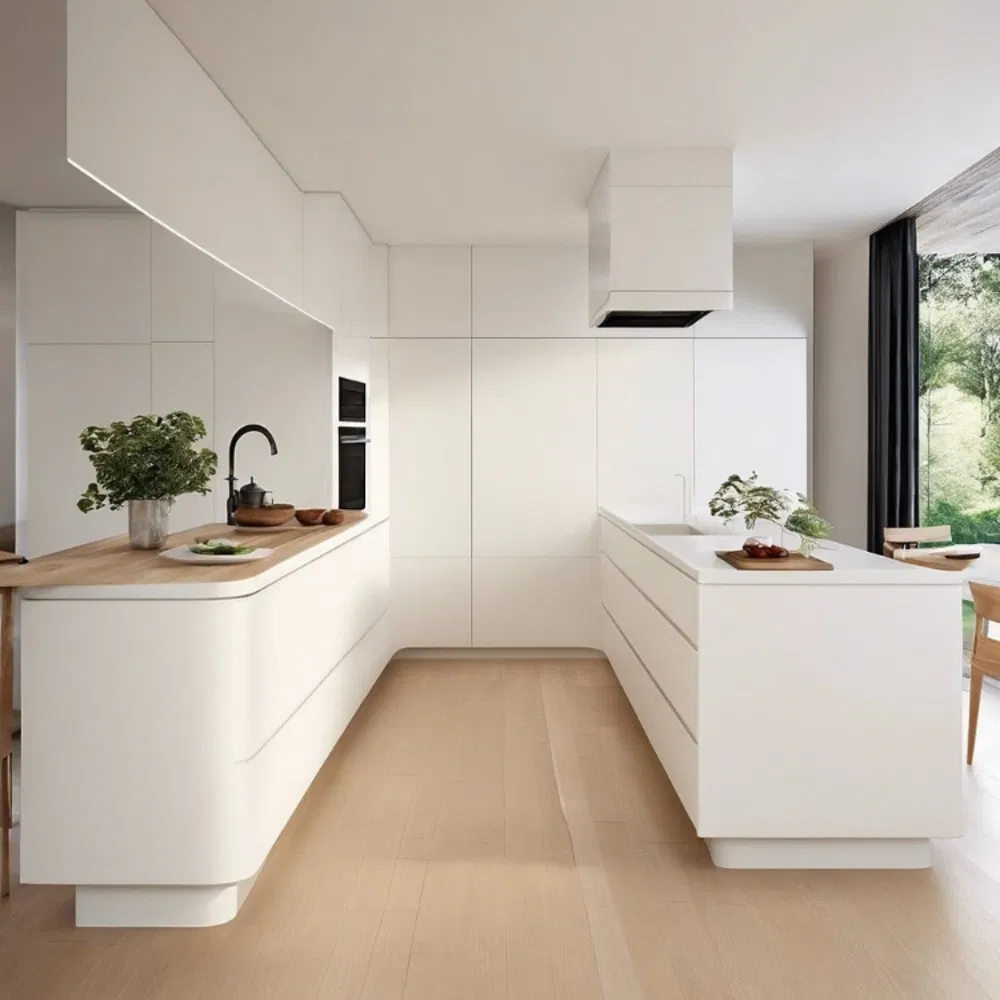 High End Modular Kitchen Cabinet Set Custom Wooden Kitchen Cabinets with Pantry Wall Units Island Countertop and Functional Design for Apartment