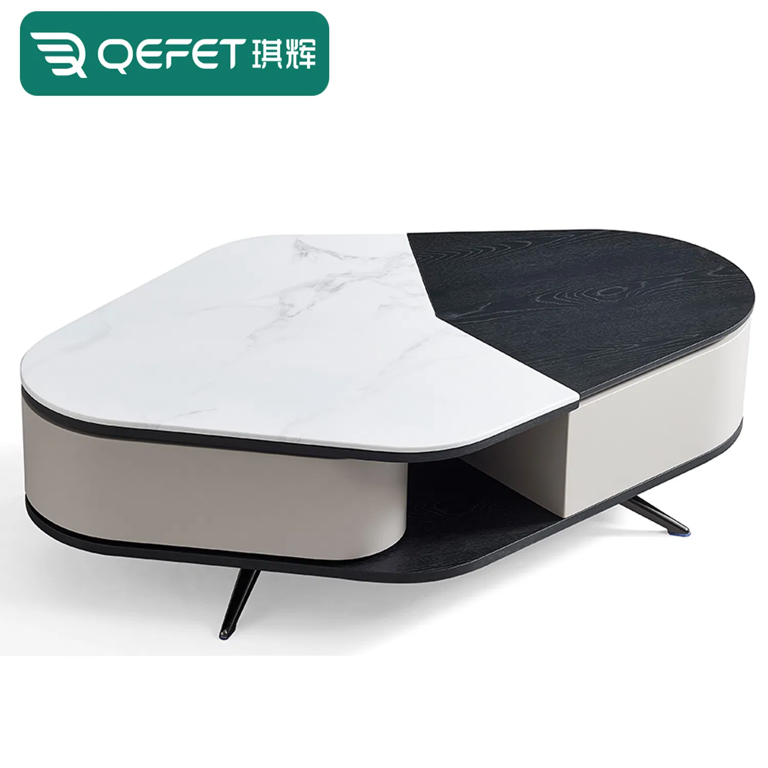 Stylish Modern Coffee Table with Storage and Marble Top