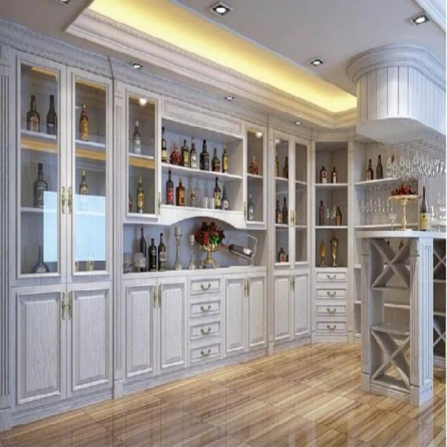 Modern Luxury Solid Wood Wine Rack Display Cabinet for Home or Hotel/Apartment Decor