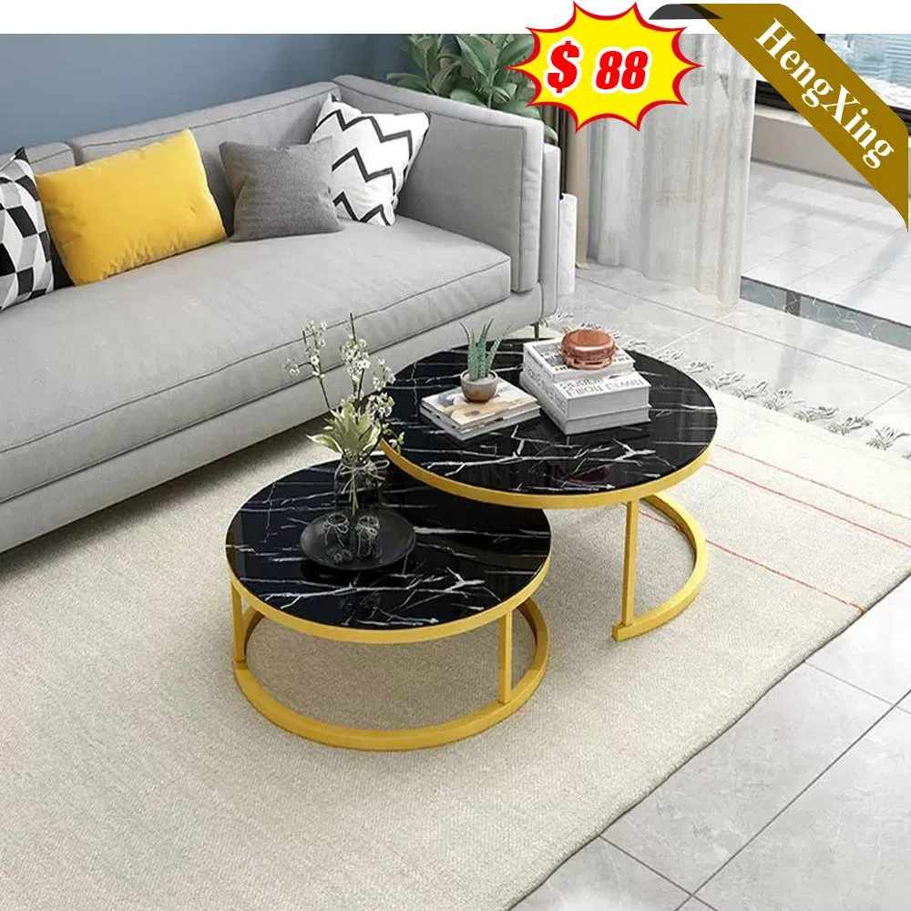 Small Marble Home Living Room Furniture Side Table Set Wooden Square Corner Storage Coffee Table (UL-22CF025)