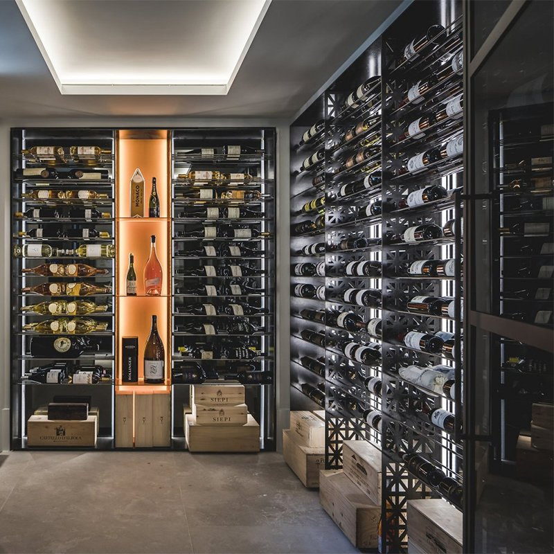 Modern Luxury Glass Wine Cellar Display Racks Stainless Steel Wine Storage Cabinet Bar Living Room Furniture for The Home