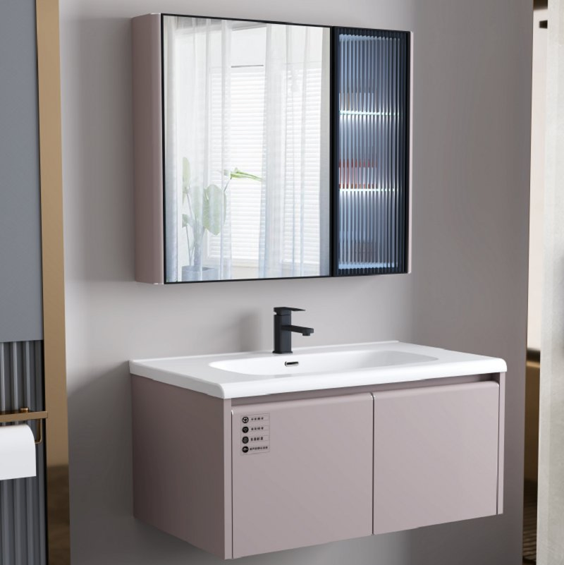 New Design for Stainless Steel and Aluminum Material Bathroom Cabinet Vanity with Mirror Lighting and Basin