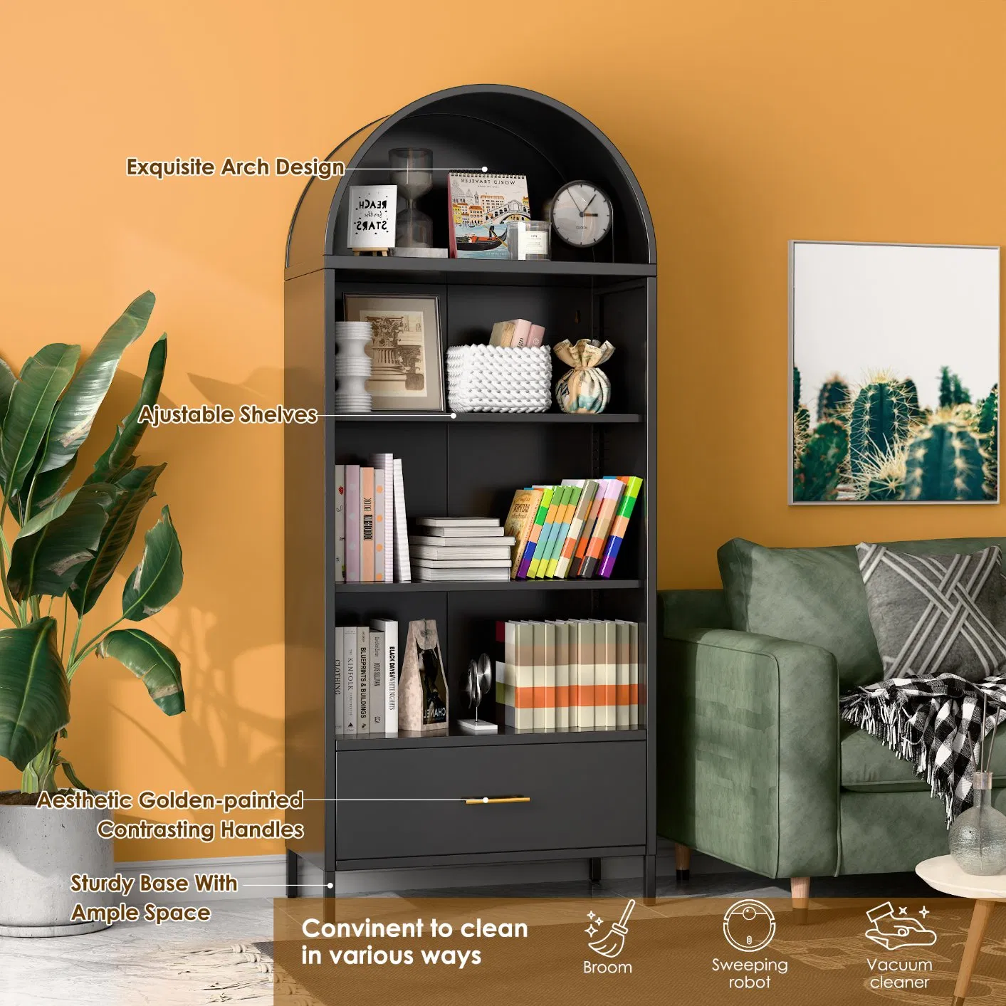 Metal Shelving Glass Doors Study Office Filing Cabinet Sideboard Wall Mounted Storage Wine Rack