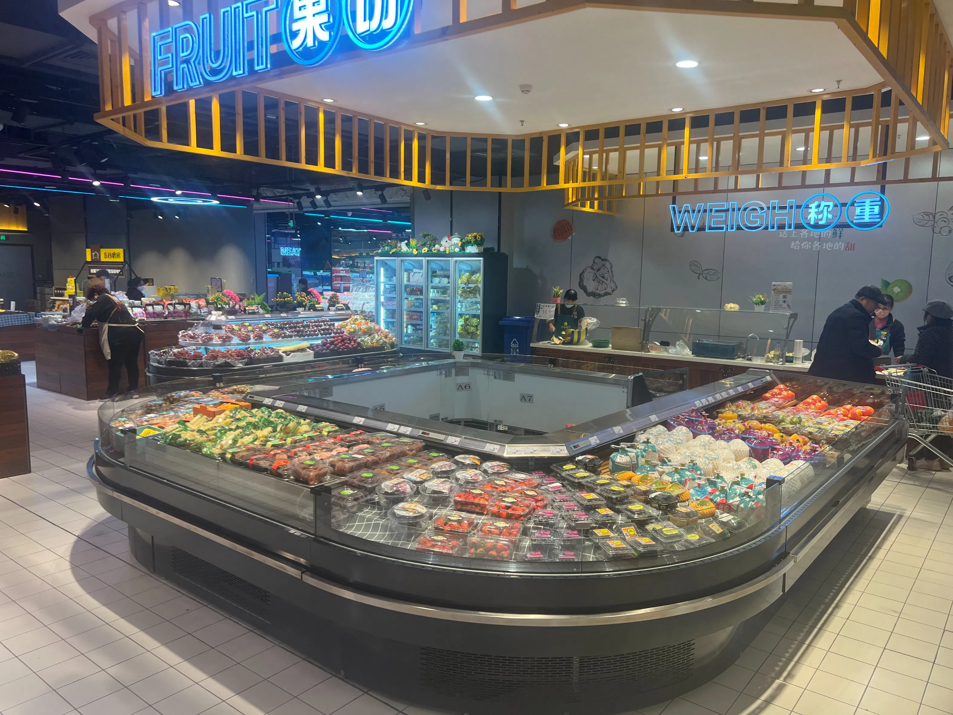 Commercial Supermarket Refrigerator Refrigeration Freezer Butchery Fresh Meat Refrigerated Display Cabinet Corner Cabinet