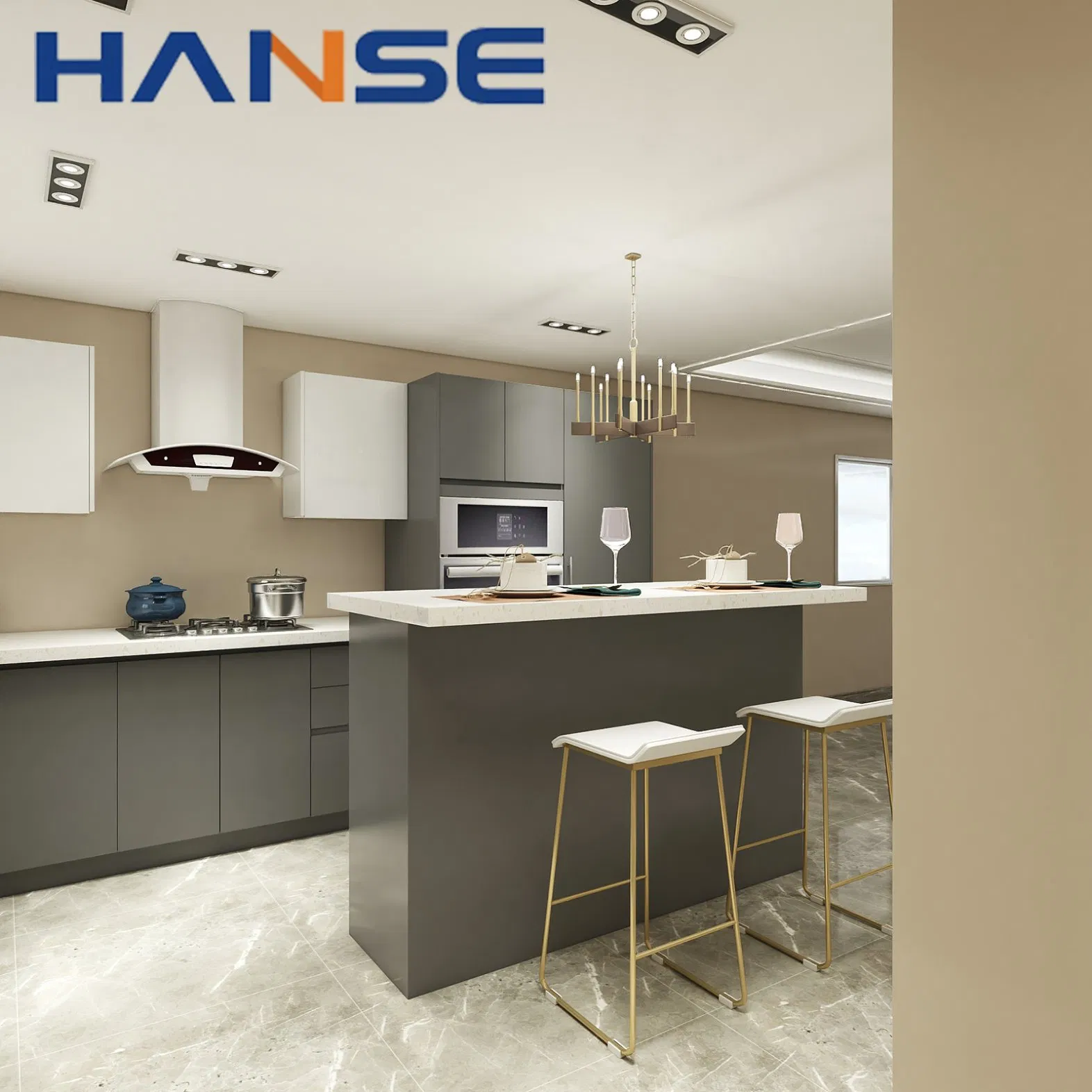 Luxury Modern Whole House Customization Complete Island Solid Wood Pantry Custom Kitchen Cabinets