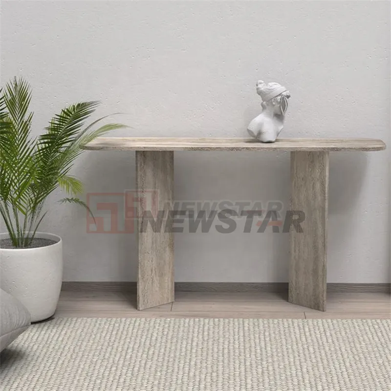 Mesa de Console Personalizada em Pedra Travertina Moderna Cinza