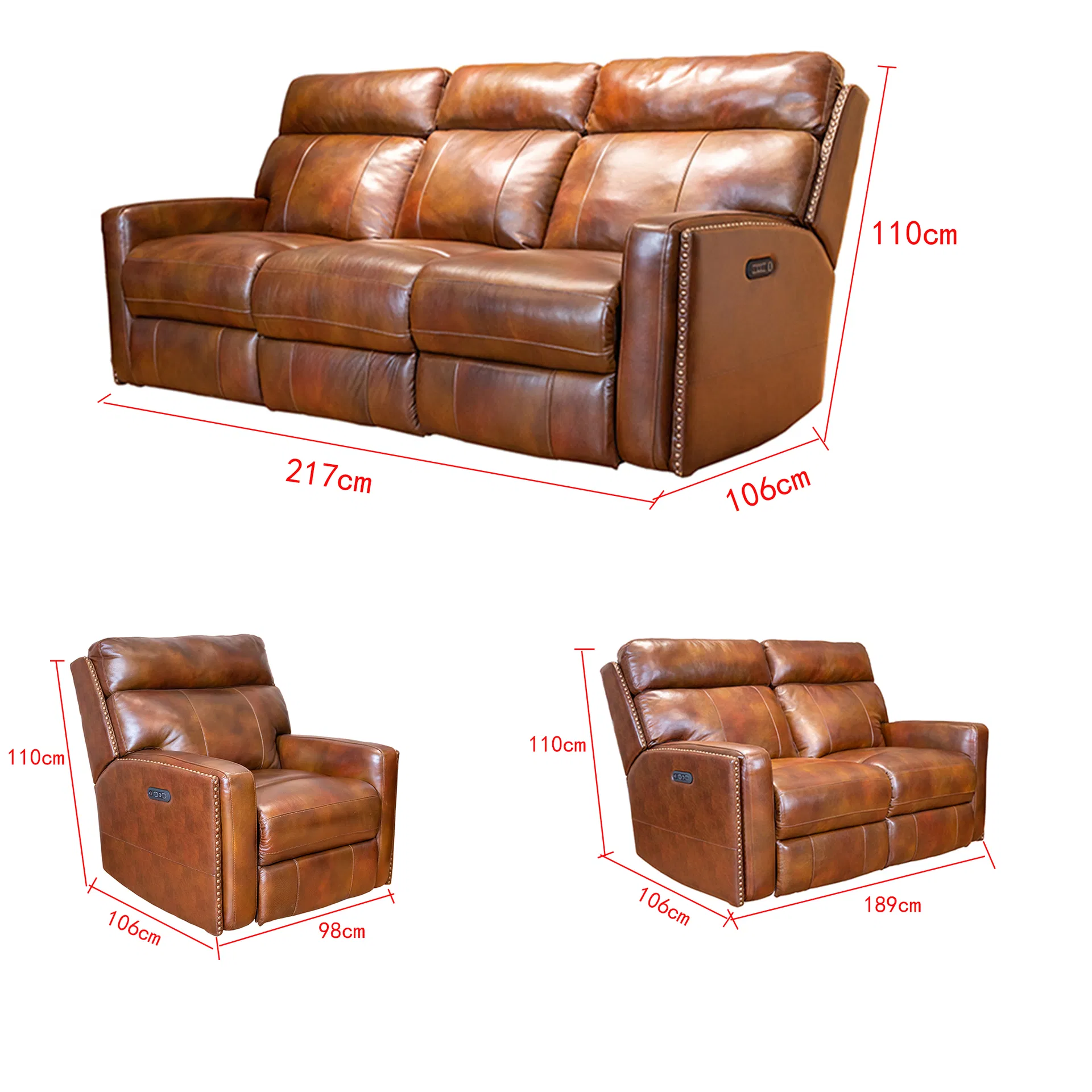 Sofá Recliner Elétrico de Luxo Moderno 3 Lugares para Sala de Estar Móveis de Escritório