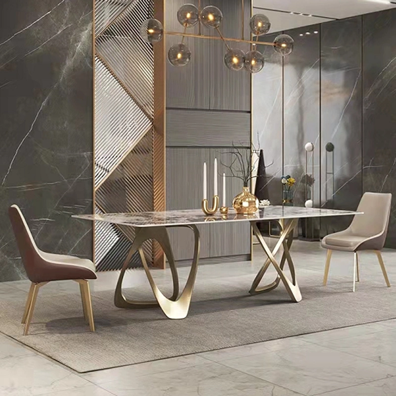 Conjunto de Móveis para Sala de Jantar em Mármore Dourado Luxuoso para Mesa de Jantar na Cozinha