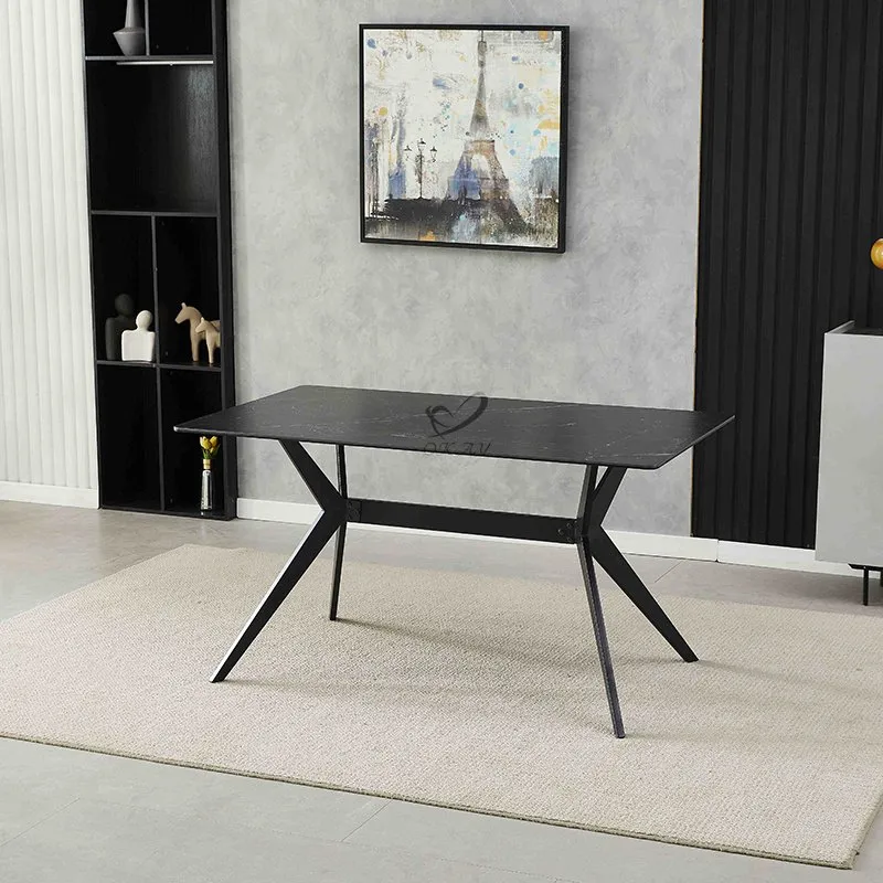 Restaurante Sala de Estar Moderna 6 Mesa de Jantar Retangular Dobrável em MDF