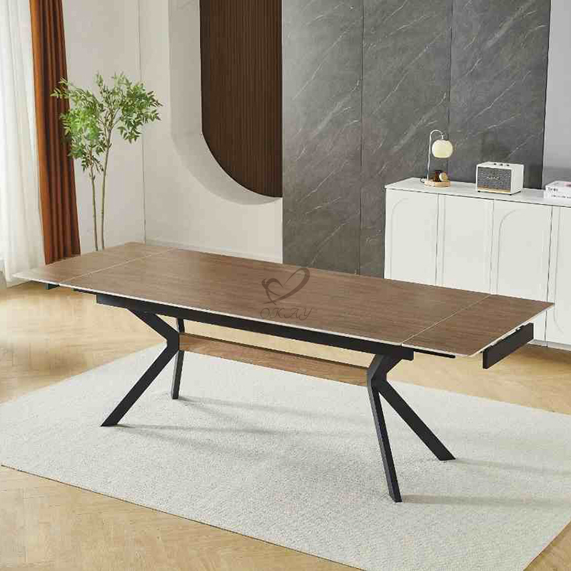 Restaurante Sala de Estar Moderna 6 Mesa de Jantar Retangular Dobrável em MDF