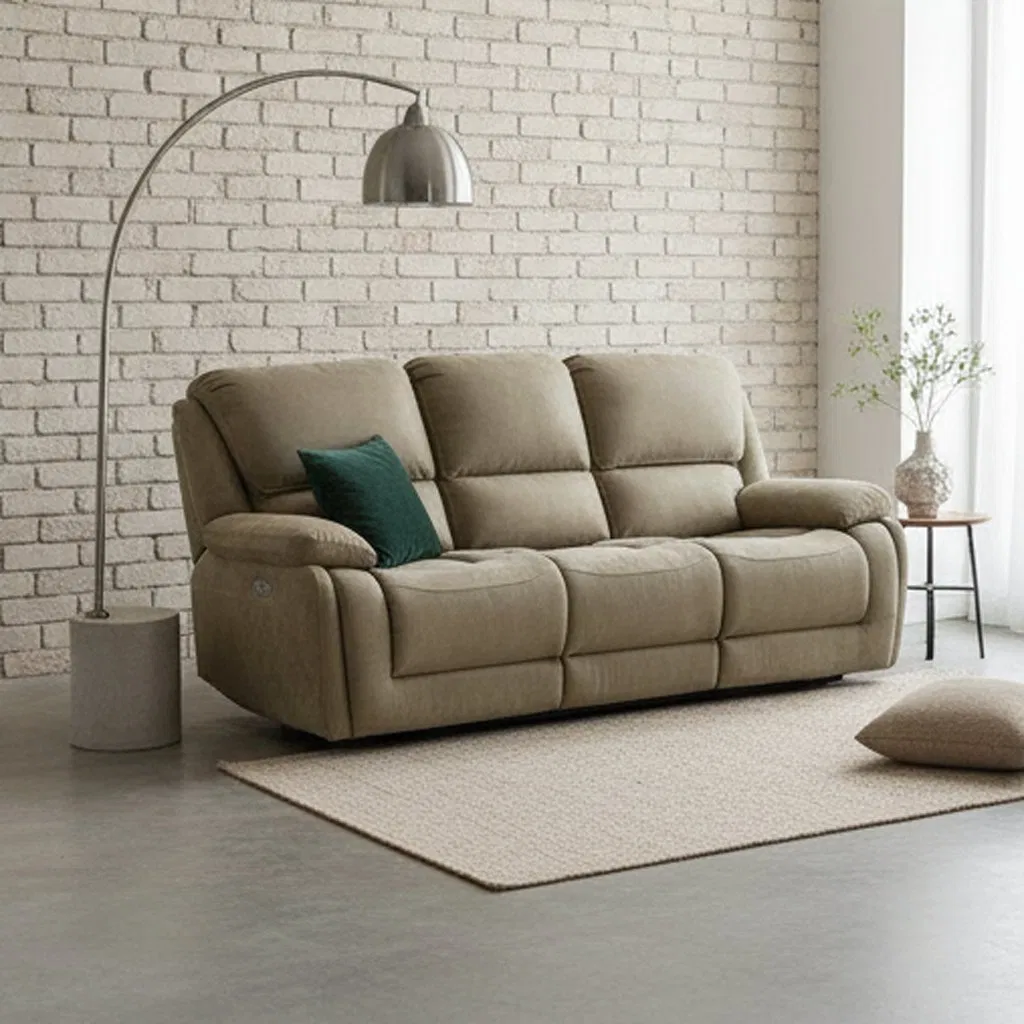 Sofá Recliner Manual de Couro Modular Moderno Conjunto de Sofás para Sala de Estar