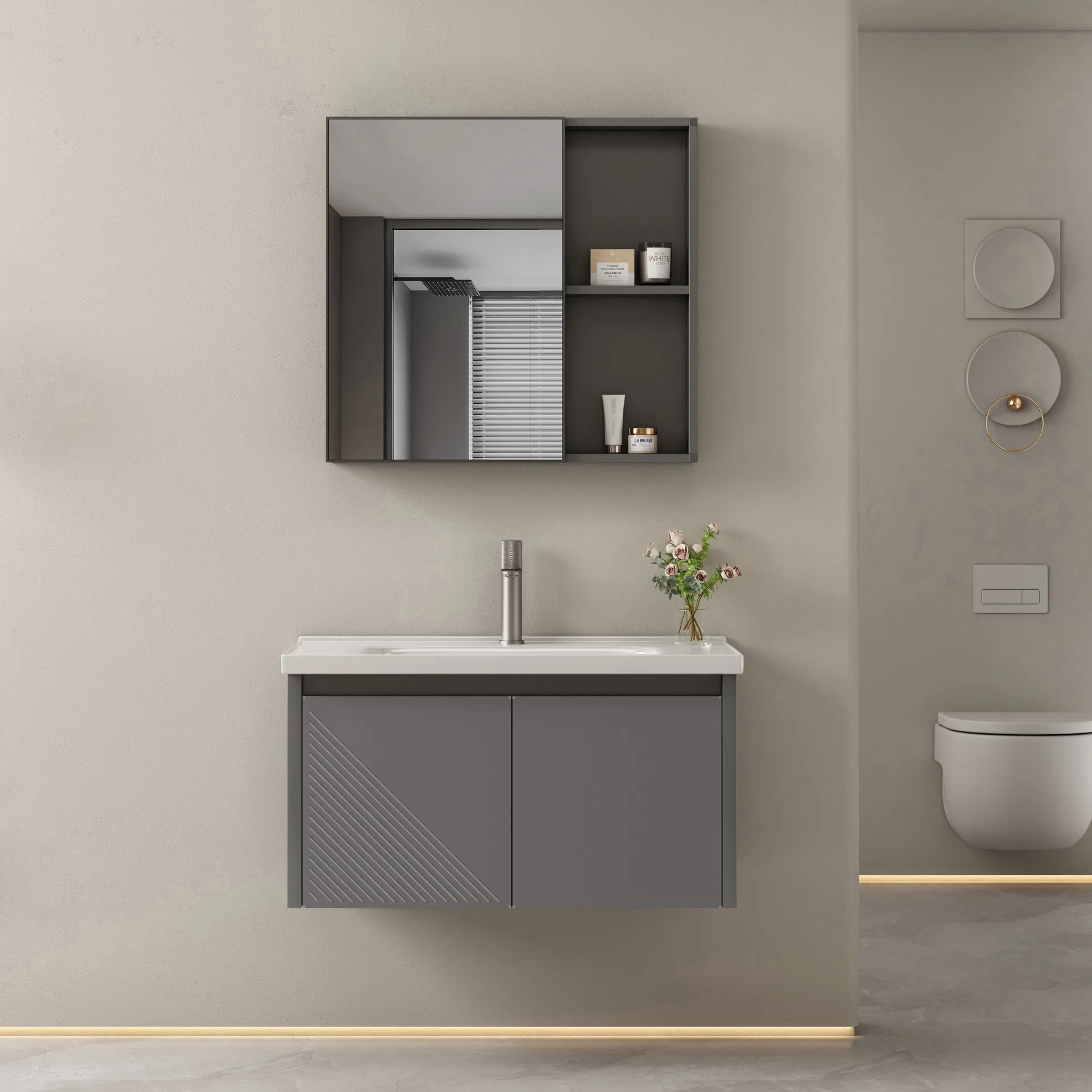 Capacidade do Painel de Pb Resistência a Manchas Forte Vanity de Banheiro Flutuante Montado na Parede