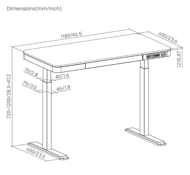 Mesa de jogos elétrica ergonômica ajustável em altura com motor único inteligente, com gaveta e portas USB, para escritório em casa e computador portátil, com elevação para sentar e ficar em pé
