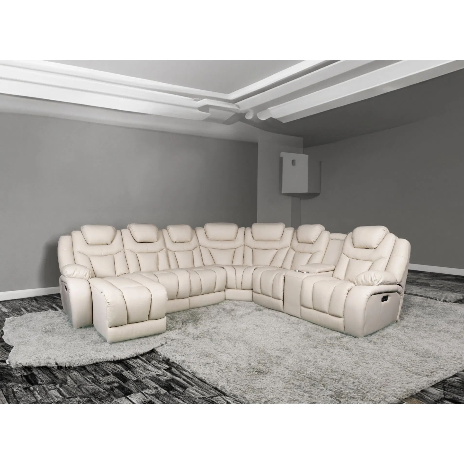 Conjunto de Sofá Reclinado de Luxo com Chaise Lounge Seccional para Sala de Estar