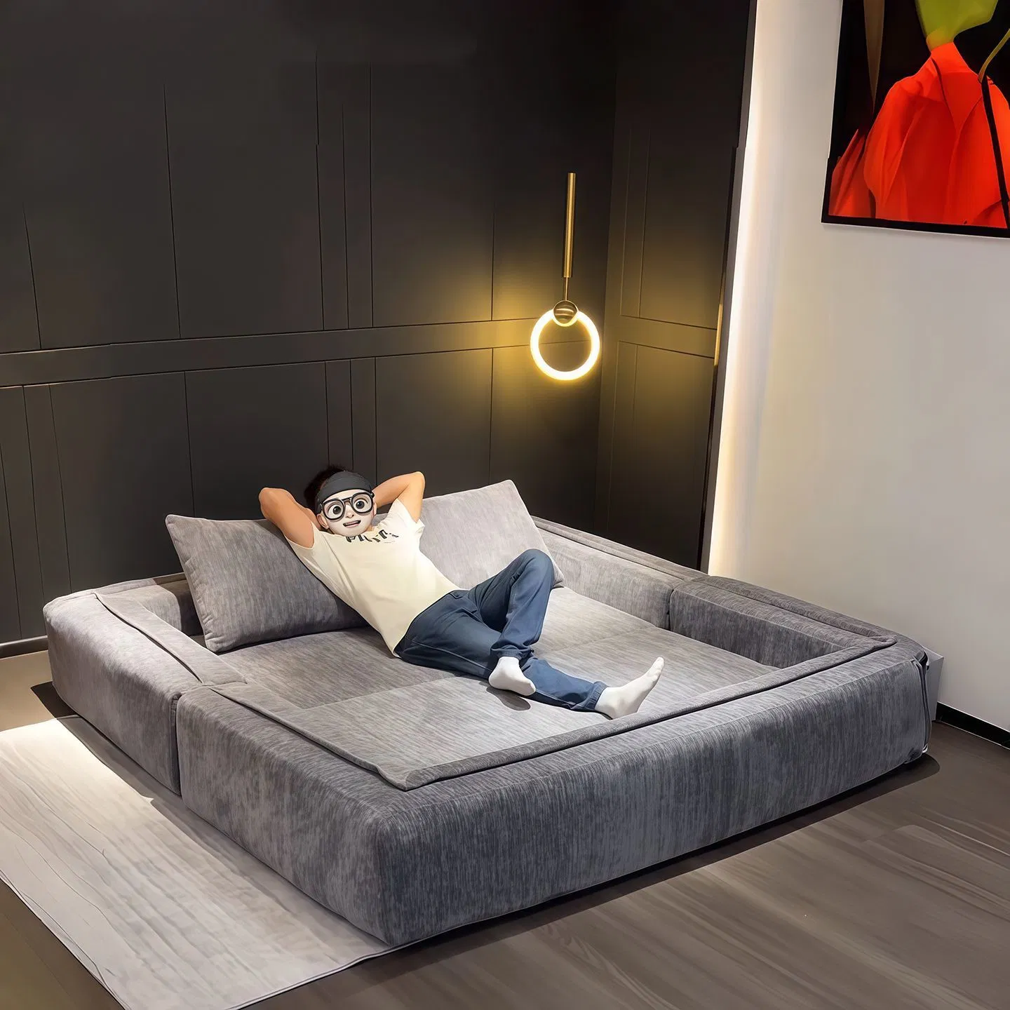 Sofá-cama conversível laranja, loveseat sofá sleeper retrátil, 2 em 1 sofá-cama dobrável comprimido