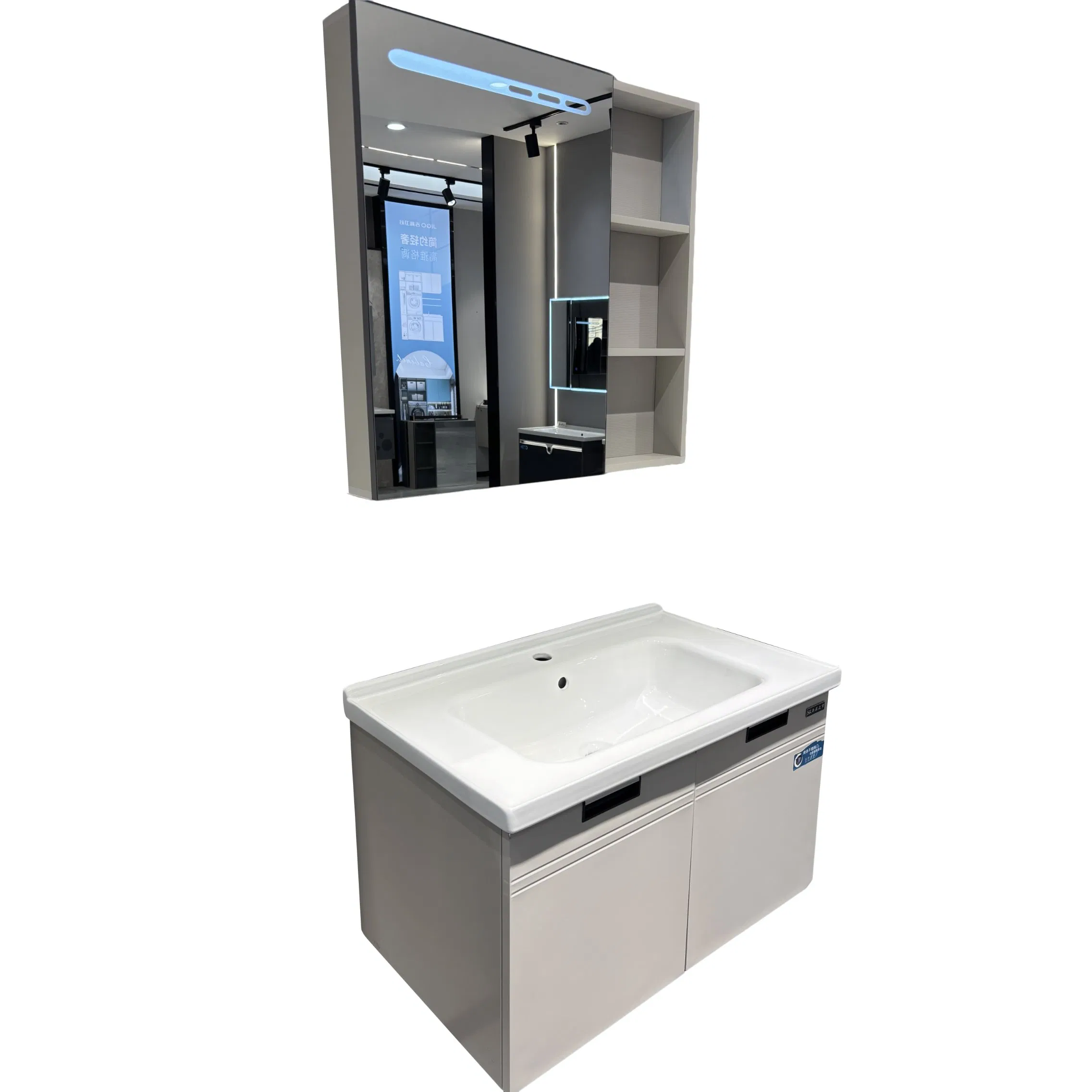 Conjunto de Gabinete de Banheiro Moderno com Pia Única Montado na Parede Vanities Home