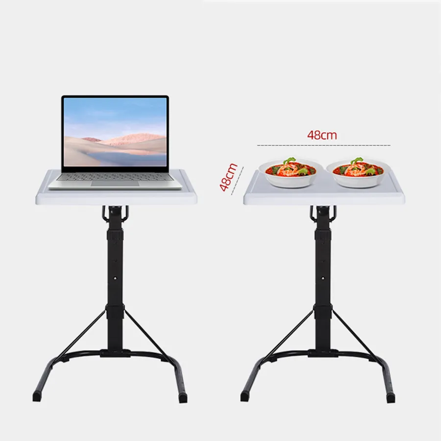 Mesa portátil ajustável dobrável de plástico preto multifuncional para laptop ao lado da cama